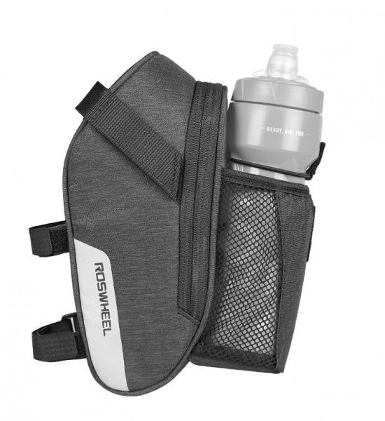 Сумка под седло Sahoo Roswheel Essential 131464-SA с карманом для бутылки, черная, 6920636790226
